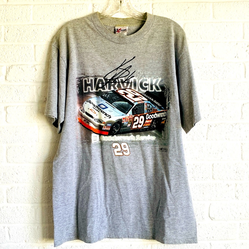NASCAR Chase Authentic Kevin Harvick Racing tee T-Shirt Gray Large 2002